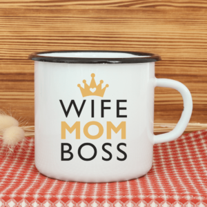 Hrnček plechový – Wife Mom Boss